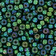 Miyuki rocailles Perlen 8/0 - Silver lined green ab 8-1016